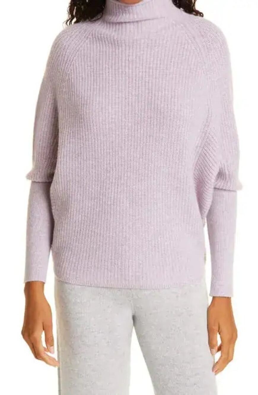 Club Monaco Emma 100% Cashmere Mock Neck Pink Dolman Sleeve Knit Sweater L
